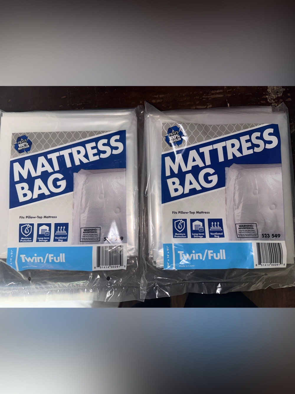 (2 Pack) Mattress Bag Twin/Full - Clear Plastic Protective Cover